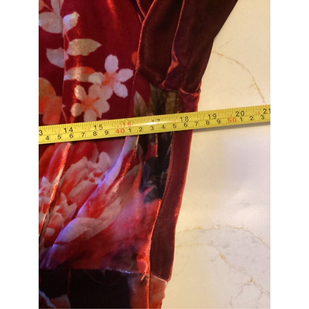 Johnny Was Burgundy Floral Midi Dress - Picture 12 of 14